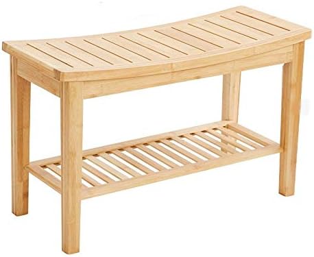 Robuste Badezimmer-Bank aus Bambusholz - Stabile Holzbank für das Badezimmer - Praktisch als Badhock