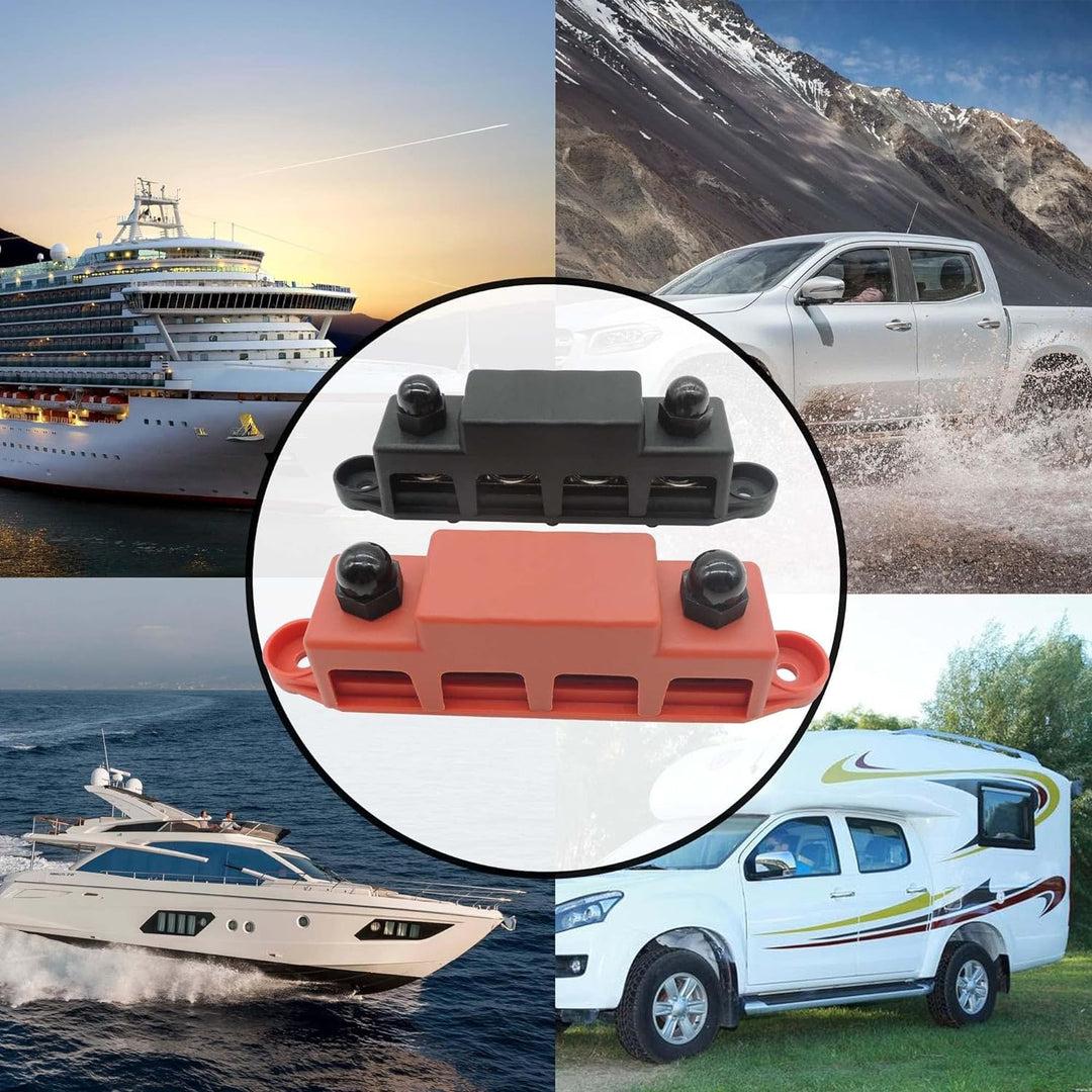 HISports Sammelschienen Verteilerblock 250A BusBar Box mit 4 x M10 Klemmenbolzen Hochleistungsmodul