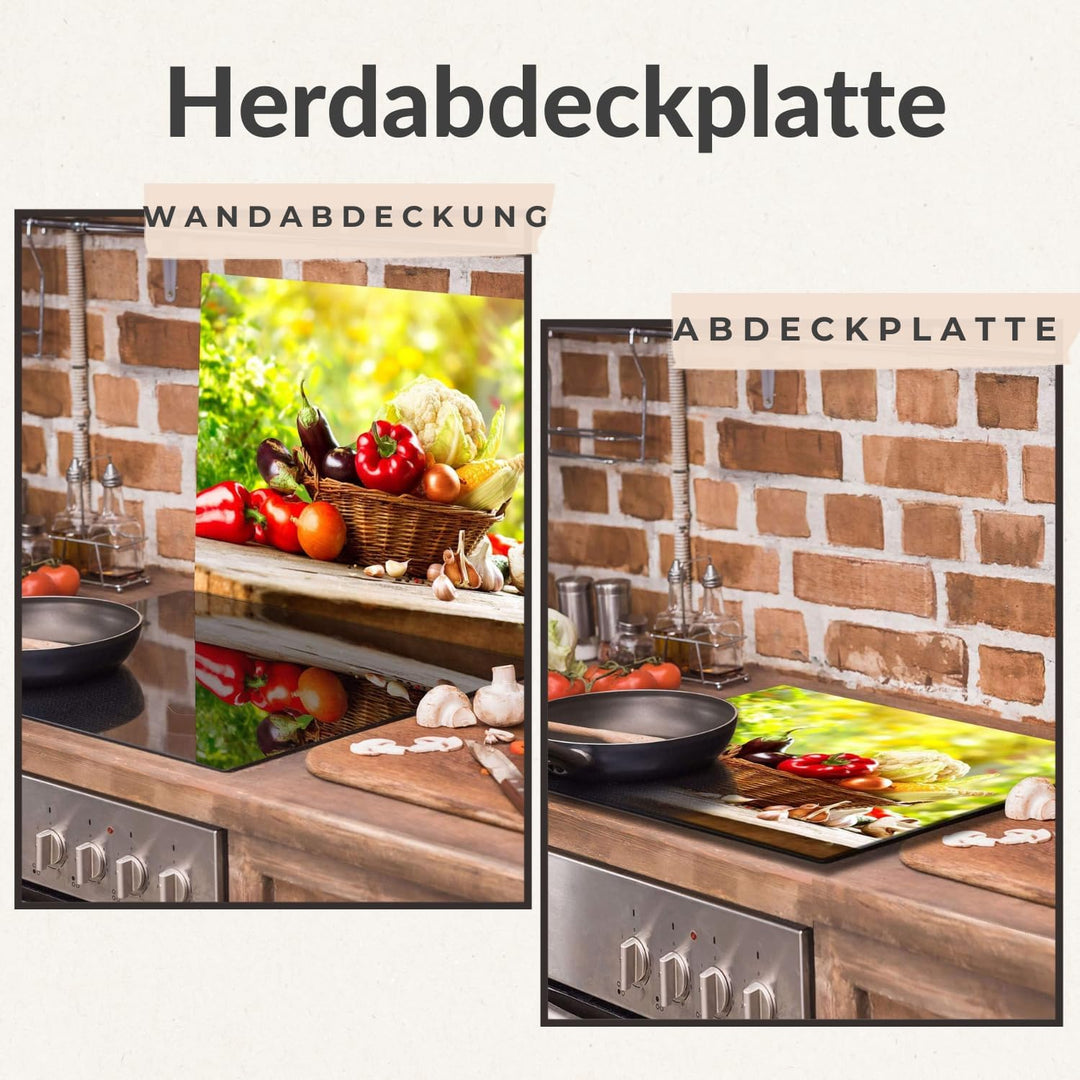 TMK ArtDeko Herdabdeckplatte 1 Teilig 60x52 cm - Spritzschutz Herdabdeckung – Herdschutz aus Sicherh
