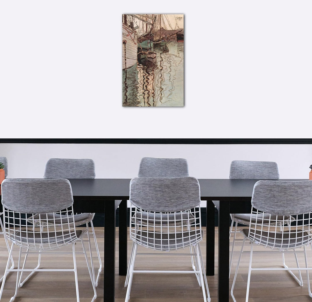 Printed Paintings Leinwand (60x80cm): Egon Schiele - Segelschiffe im wellenbewegtem Wasser (Der H 60