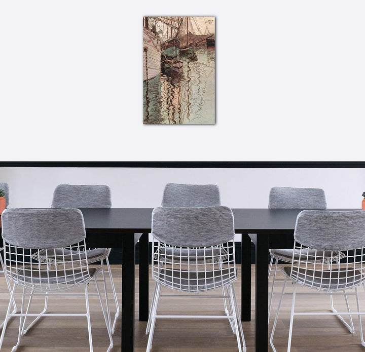 Printed Paintings Leinwand (60x80cm): Egon Schiele - Segelschiffe im wellenbewegtem Wasser (Der H 60