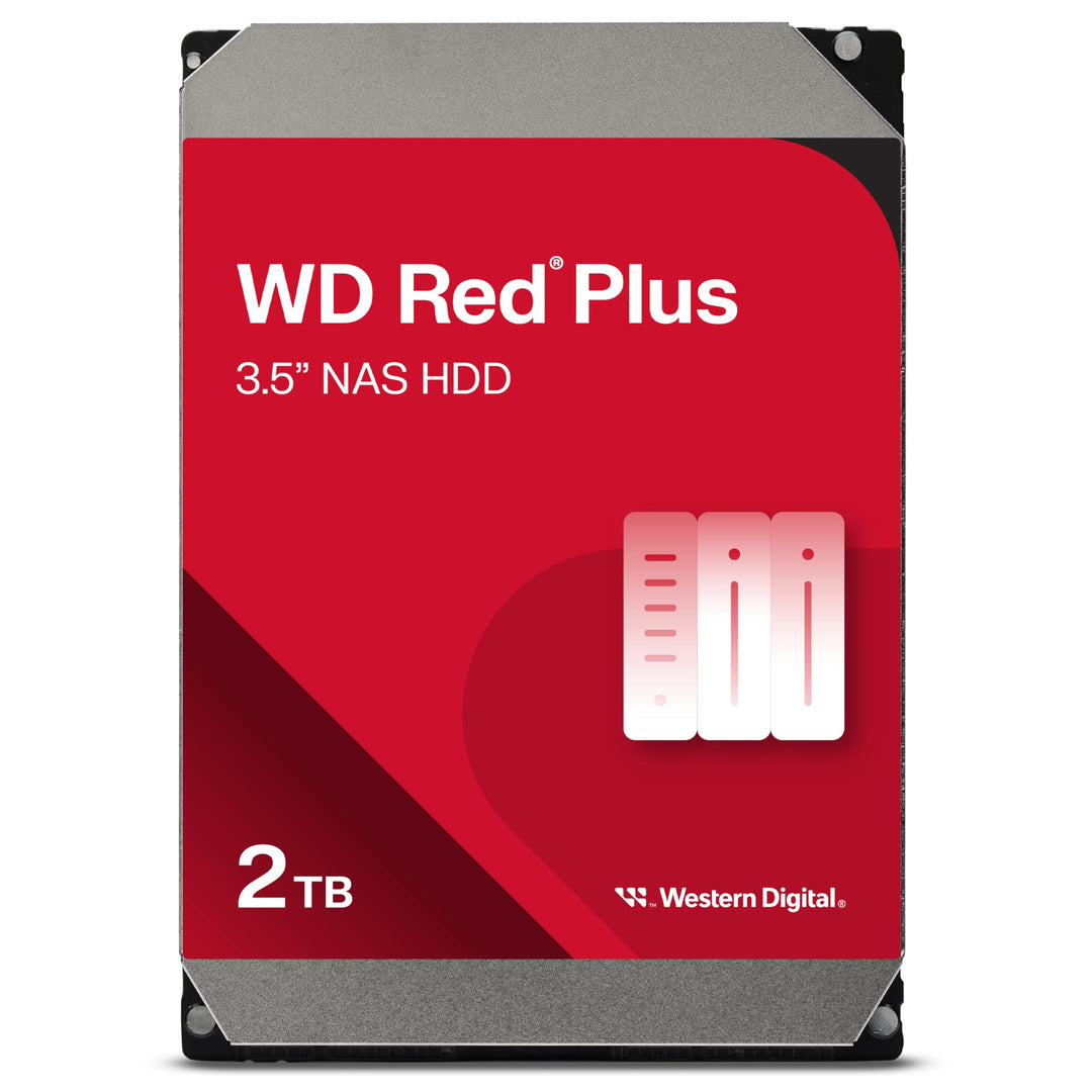 WD Red Plus interne Festplatte NAS 2 TB (3,5 Zoll, Workload-Rate 180 TB/Jahr, 5.400 U/min, 64 MB Cac