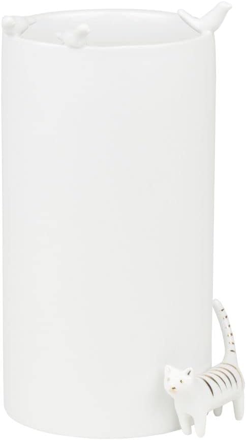 Porzellangeschichten Vase Vogelschwarm und Katze