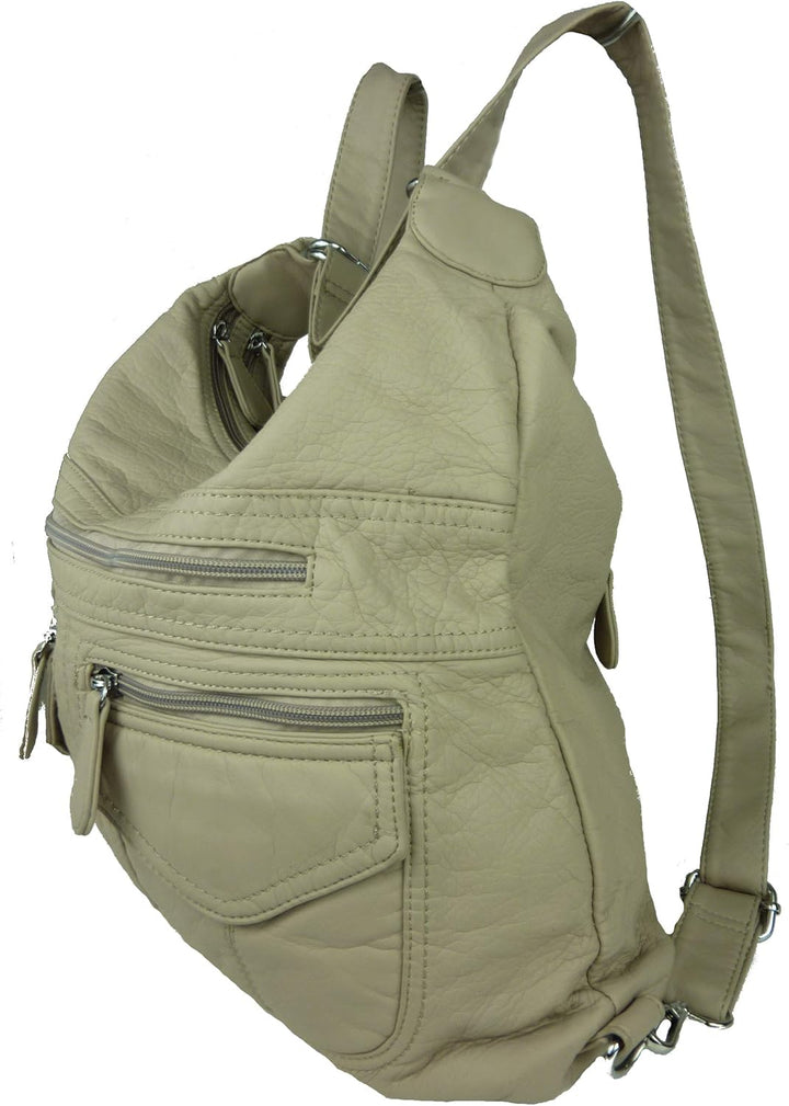 kennydoo Rucksacktasche I 2in1 Damen Rucksack und Handtasche in Einem I Schultertasche einfarbig uni