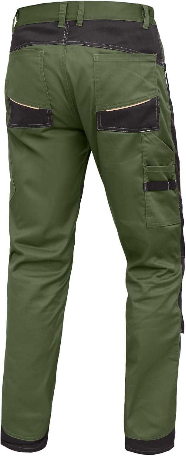 WORK IDEA Herren Stretch-Arbeitshose mit zahlreichen Taschen und Werkzeugtaschen Grün 42, Grün