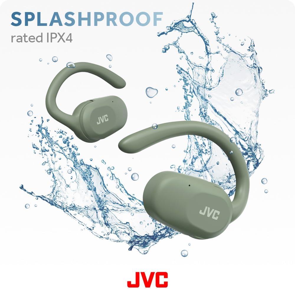 JVC Nearphones HA-NP40T-G, True Wireless Ohrhörer, Open Ear Design, Verstellbarer Ohrbügel, 16 mm Tr