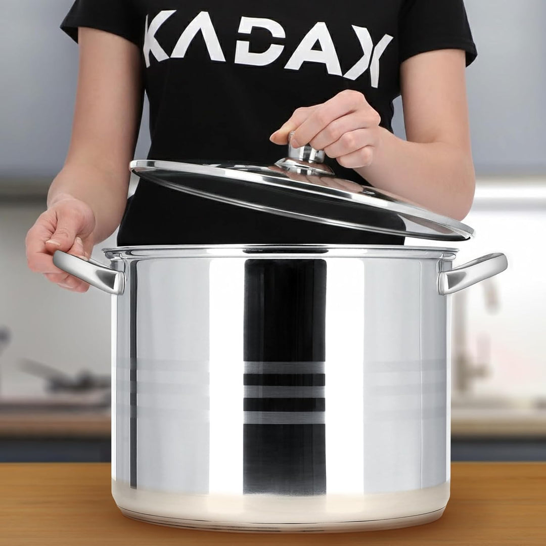 KADAX Kochtopf 18L, hoher Topf mit Deckel, Suppentopf aus Edelstahl, Vielseitiger Nudelkochtopf, Küc
