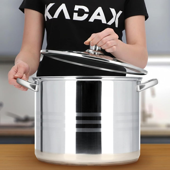 KADAX Kochtopf 18L, hoher Topf mit Deckel, Suppentopf aus Edelstahl, Vielseitiger Nudelkochtopf, Küc
