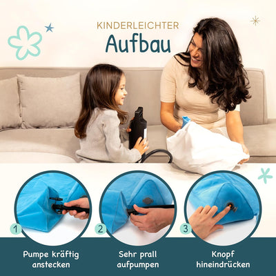 Cozy&Kin® Aufblasbarer Rausfallschutz Bett Kinder, 3-Seiten-Schutz | Bettgitter, Bettschutzgitter fü
