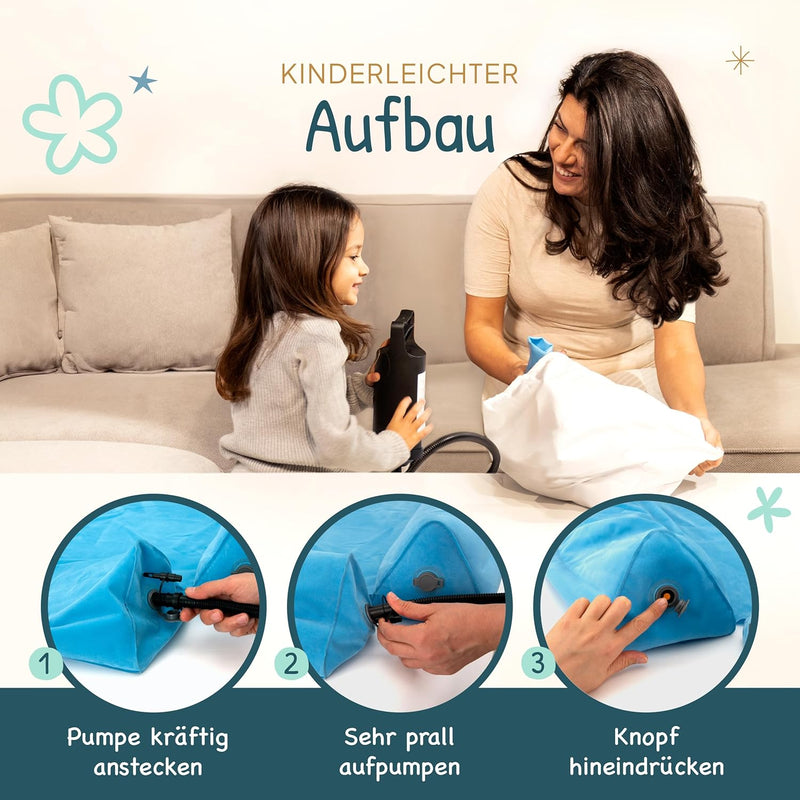 Cozy&Kin® Aufblasbarer Rausfallschutz Bett Kinder, 3-Seiten-Schutz | Bettgitter, Bettschutzgitter fü