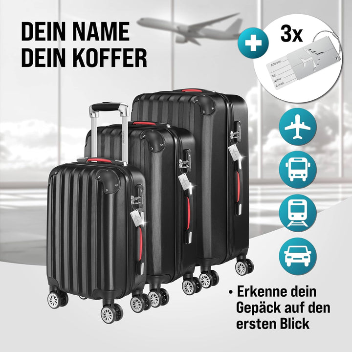 MONZANA® 3tlg. Kofferset Schloss Organizer Kofferwaage Gurt Gel-Griffe Zwillingsrollen Standfüsse Tr