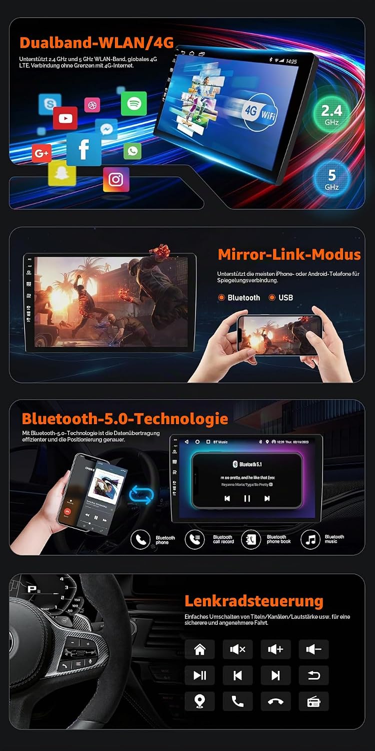 Android 15 Autoradio für Hyundai-H I30 (2006-2011) Sat NAV - Kabellos CarPlay Android Auto - Rückfah