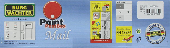 Burg-Wächter Briefkasten, Briefkastenanlagen geeignet, A4 Einwurf-Format, Verzinkter Stahl, Mail 587