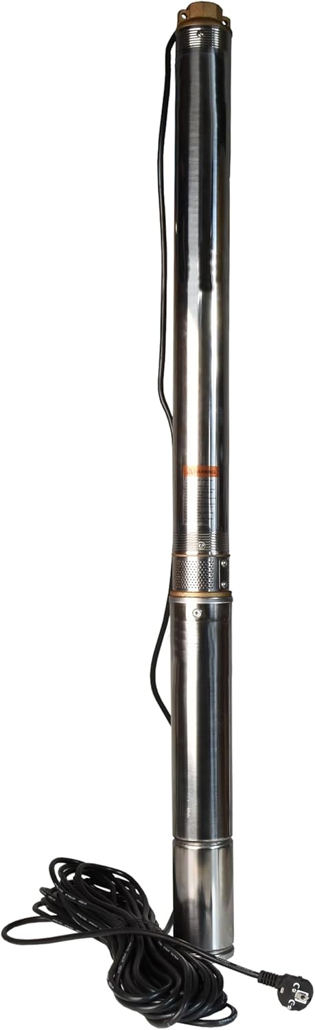 Tiefbrunnenpumpe Wasserpumpe 3" 3/19 (750W 5400l/h max Förderhöhe 71m) - Sandverträglich Edelstahl -