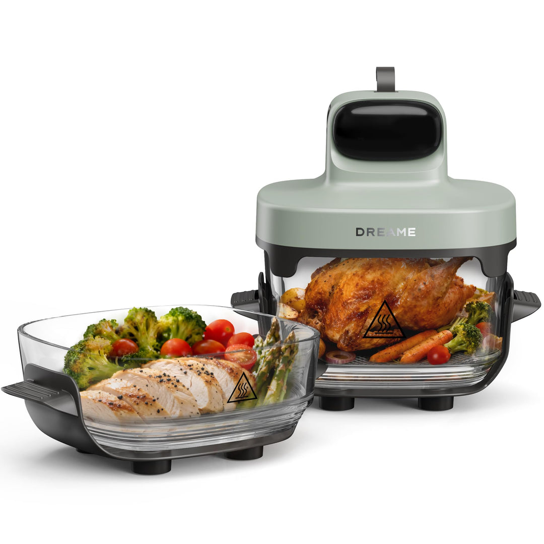 dreame Tasti AirFryer 5-in-1 tragbare Glas-Heissluftfritteuse, Zwei-Behälter-Setup (2,5 L + 4,5 L),
