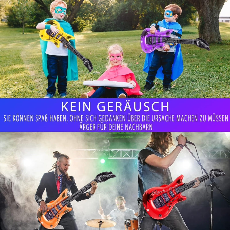 9 Stück Luftgitarre,9 Farben Aufblasbare Gitarre,Bunt Aufblasbare Gitarren Luftgitarren Zum Aufblase