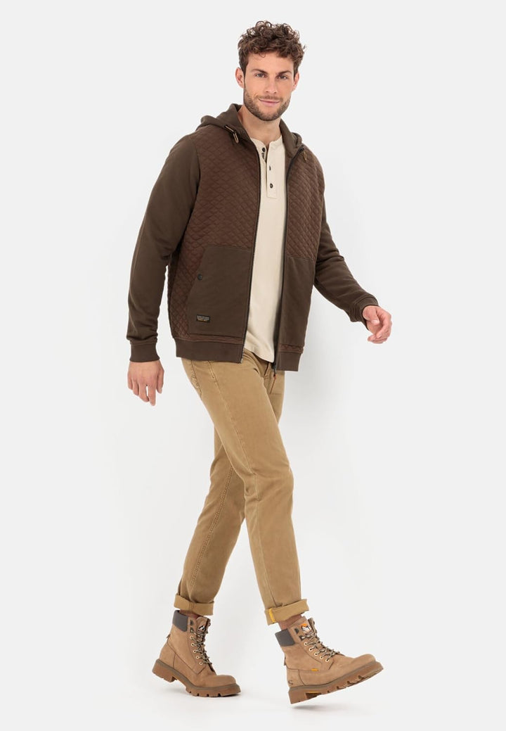camel active Herren Gesteppte Sweatjacke mit Kapuze XXL Braun, XXL Braun