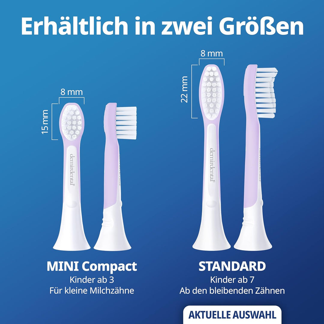 demirdental Kinder Ersatzbürsten passend für Philips Sonicare Kids, Bürstenköpfe ab 7 Jahre, entspri
