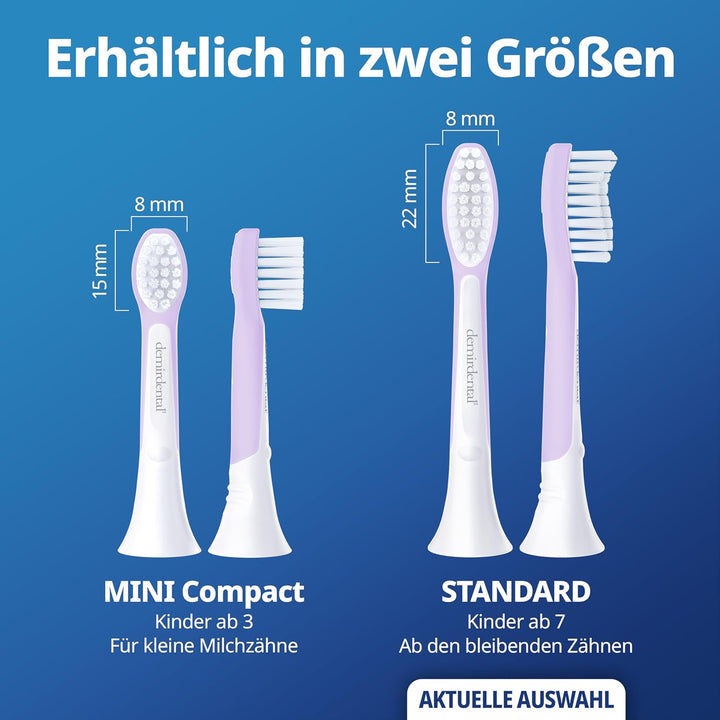 demirdental Kinder Ersatzbürsten passend für Philips Sonicare Kids, Bürstenköpfe ab 7 Jahre, entspri