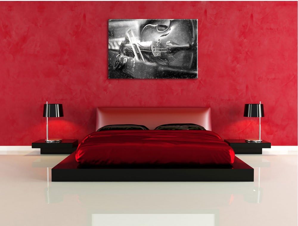 Pixxprint Alte Violine Kohle Zeichnung Effekt, Format: 100x70 auf Leinwand, 100x70