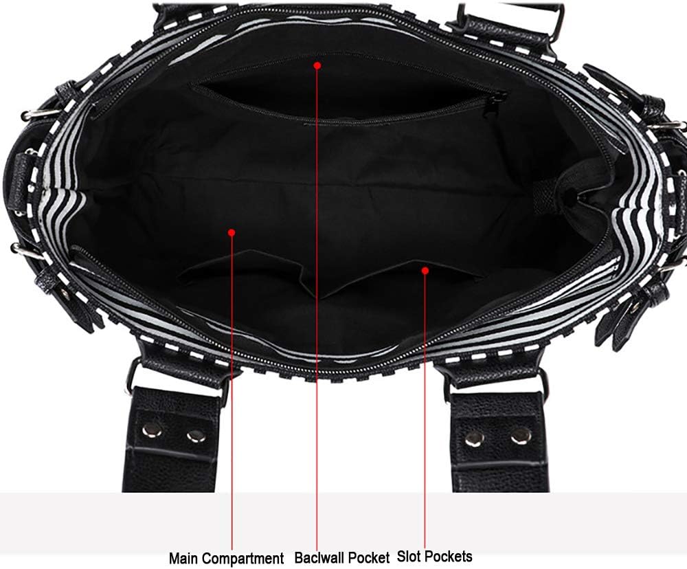 KEEPOP Damenmode Niet Handtasche Geldbörse Canvas Punk Tote mit Schultergurt Umhängetasche Grosse Ka