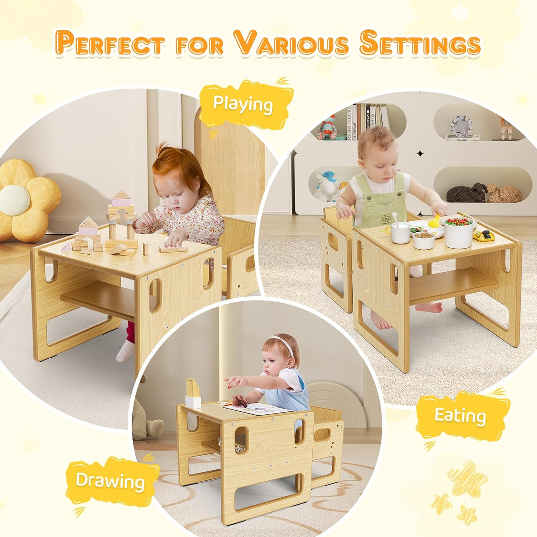 Montessori Tisch und Stuhlset für die Entwöhnung – verstellbares Design für Kleinkinder, ideal für M