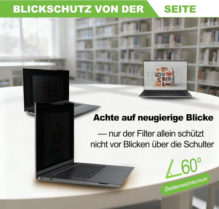 Magnetischer Laptop-Sichtschutz 15,6 Zoll für 16:9-Bildschirme, Abnehmbarer Anti-Glare-Privacy-Filte