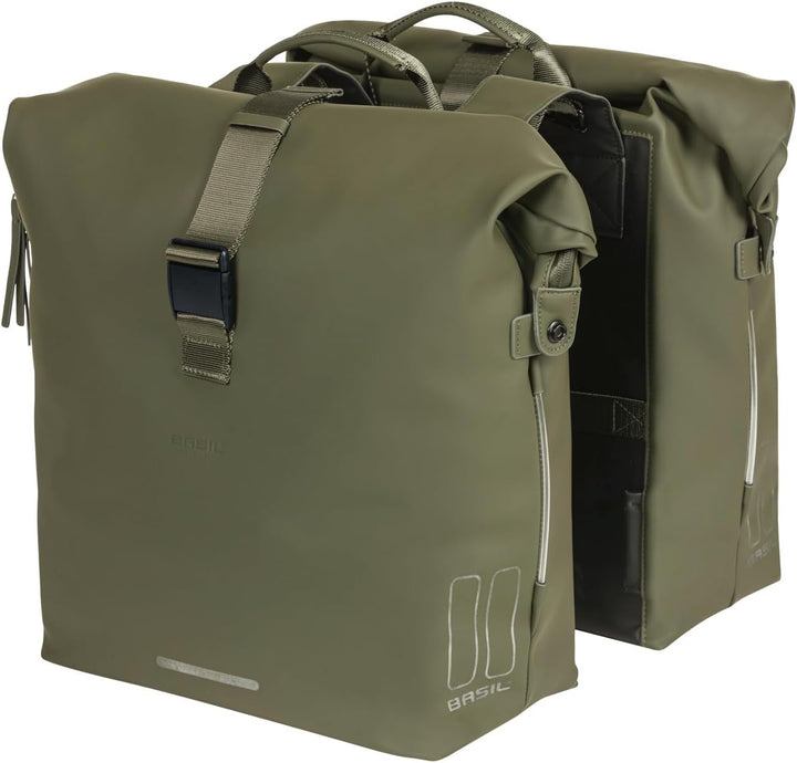 Basil SoHo Doppeltasche Nordlicht – 41 Liter – wasserdicht – geeignet für City- und E-Bike – mossgrü