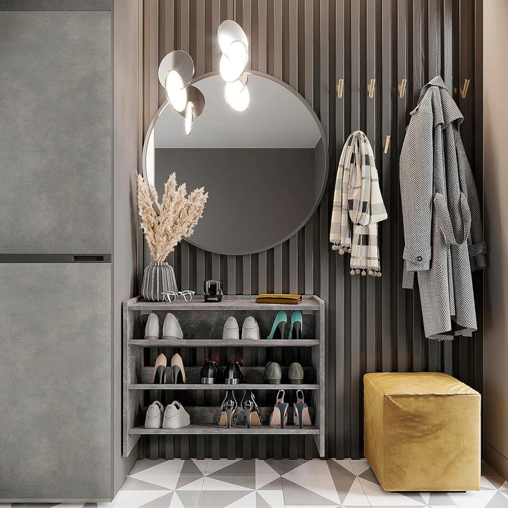 KOMTO Schuhregal Schmal - Schuhablage Flur mit 3 Ebenen Offener Schuhschrank Schuh Organizer Platzsp