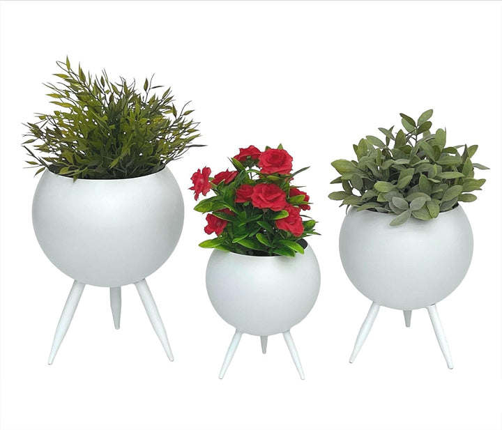 DanDiBo Blumenhocker Metall mit Topf Weiss Blumenständer 96259 3er Set Blumensäule Modern Pflanzenst