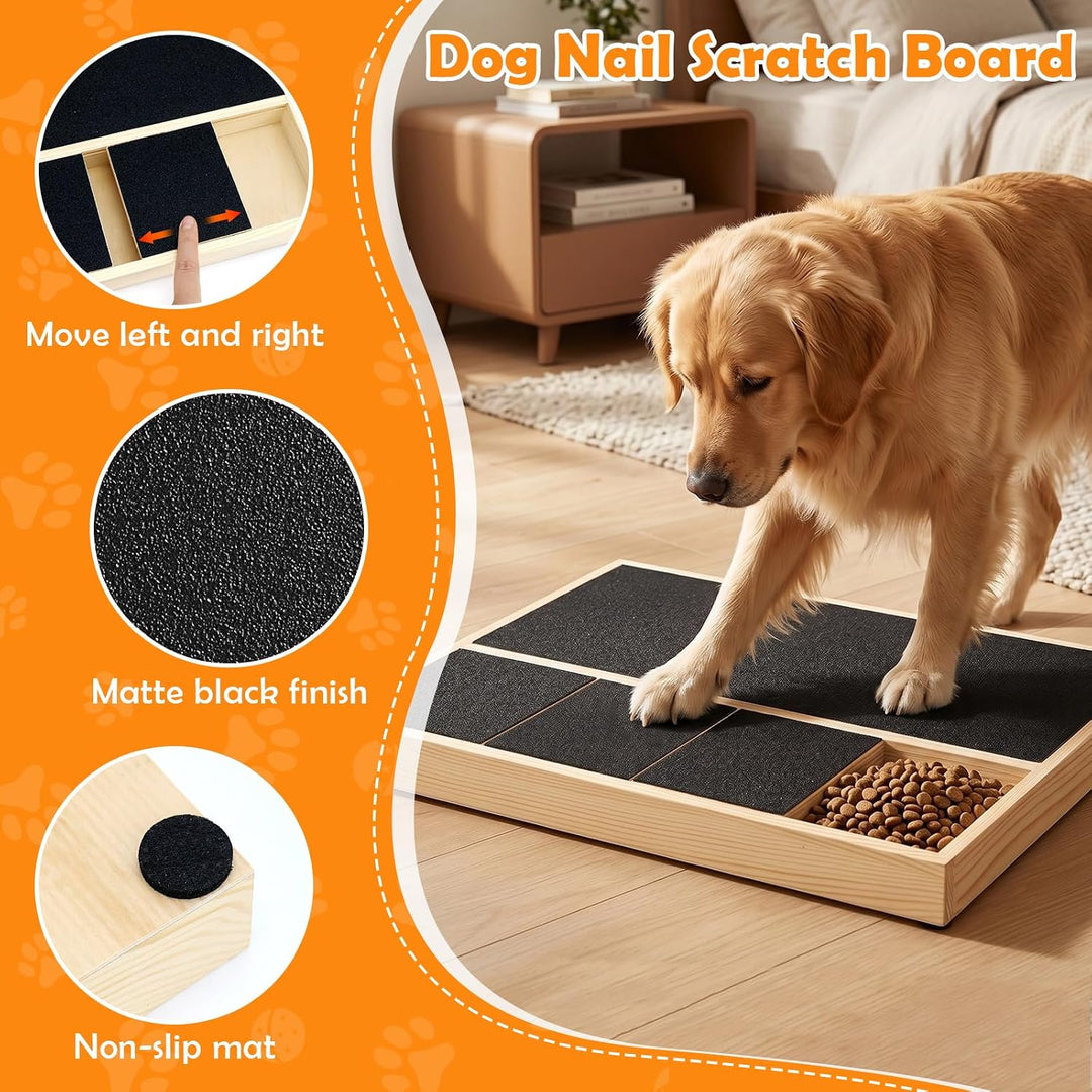 Kratzbrett für Hunde mit Leckerlibox 35x25x3cm | Holz, Krallenschleifer Alternative