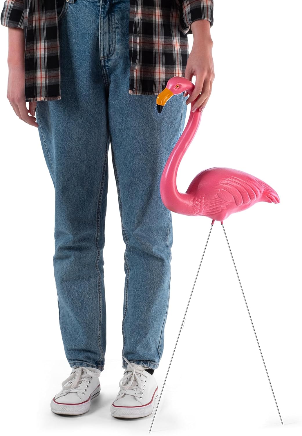 KADAX 2 Stück Garten-Flamingofigur, 83cm Dekofigur Flamingo, Gartenstecker aus Kunststoff, Gartenfig