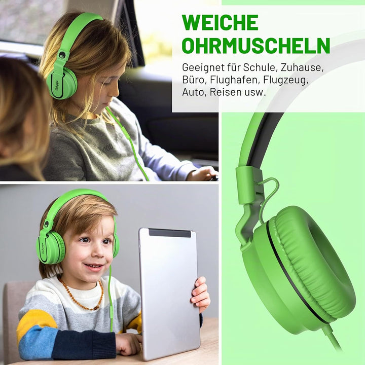 RockPapa 952 Kinder Kopfhörer mit Kabel, Kopfhörer Kinder Mädchen, HD Mikrofon, Klinke 3.5 mm, Faltb