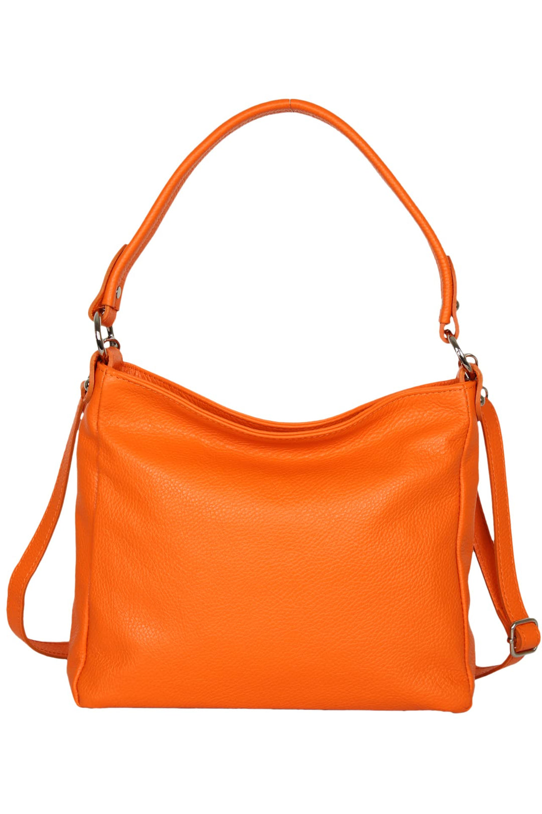 AmbraModa GL35 - Damen Handtasche Schultertasche Umhängetasche aus genarbtem Rindsleder Orange, Oran