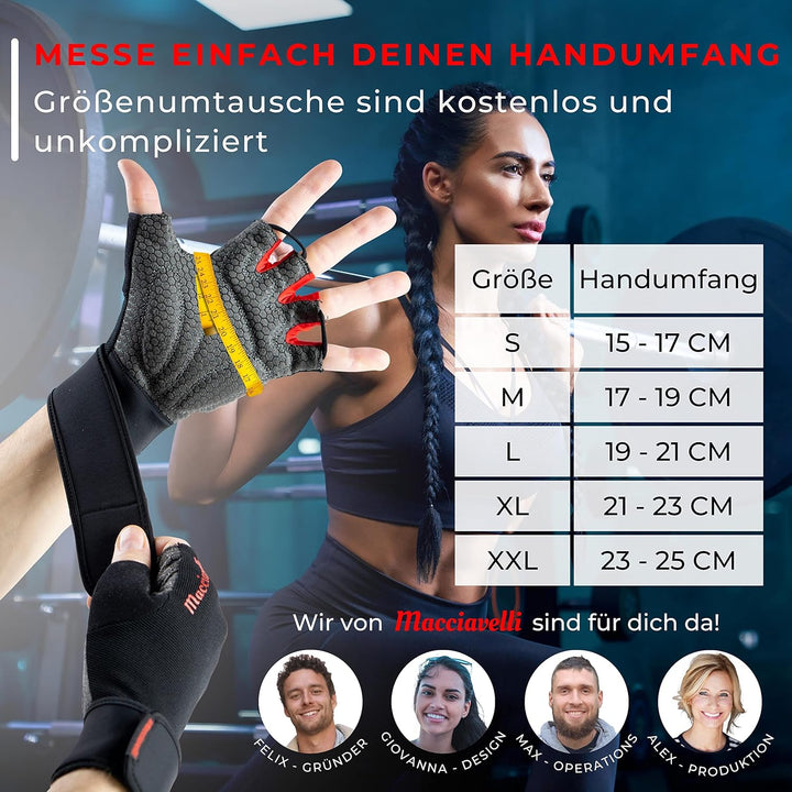 MACCIAVELLI® Fitness Handschuhe Herren Damen - Trainingshandschuhe für Krafttraining, Kraftsport, Bo