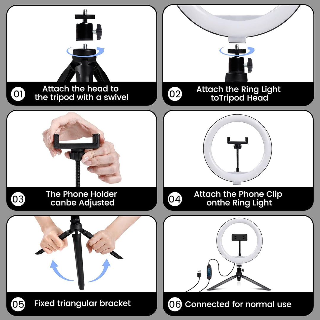 Selfie Ringlicht, 10 Zoll LED Ringlicht mit Stativ Handy, Ringlicht LED Videolicht Dauerlicht Laptop