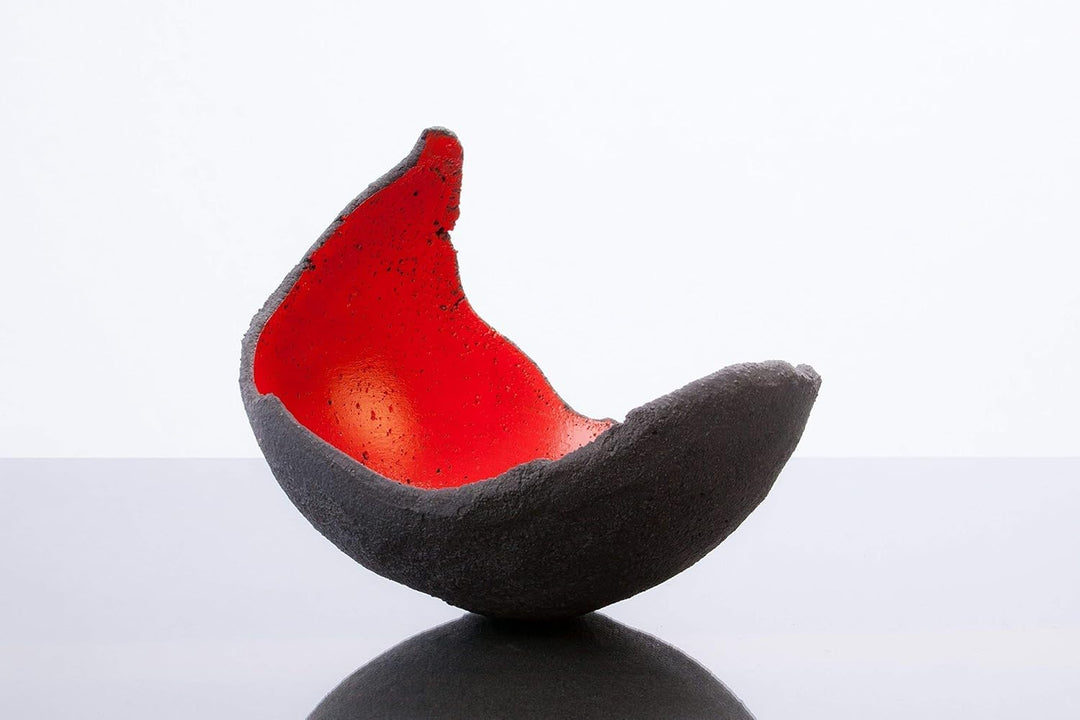 Lichtschale rot - M (20cm) - Beton schwarz - grau - Unikat handmade - Geburtstagsgeschenk - Einzigar