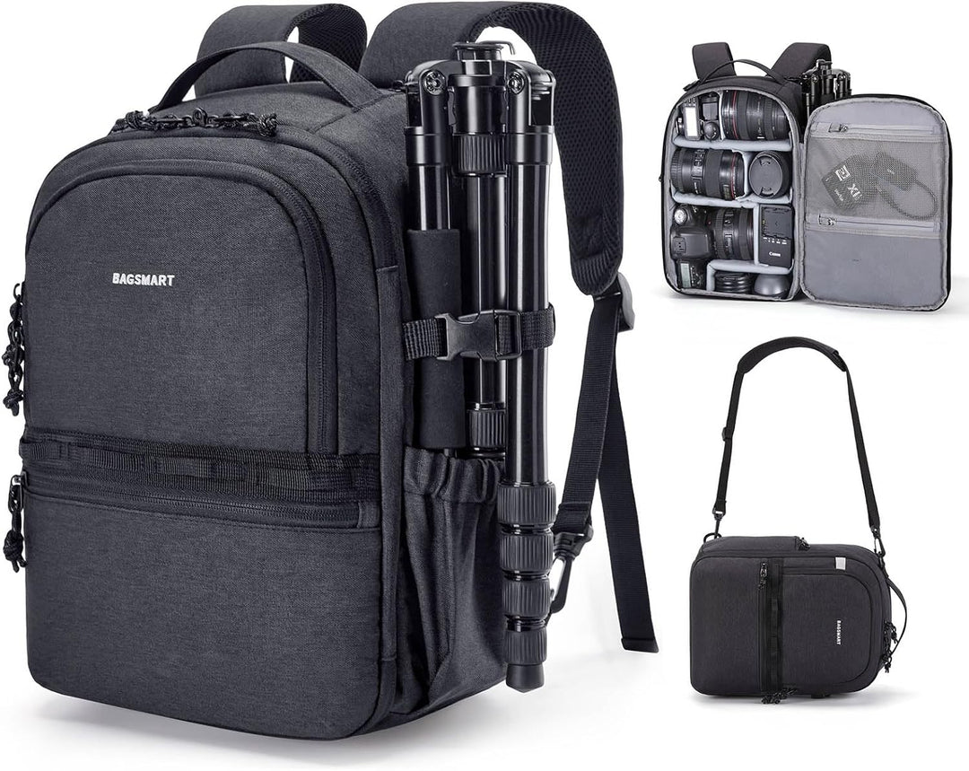 bagsmart Kamerarucksack,DSLR SLR Klein Kameratasche für Fotografen Kompatibel,Schultergurt 2-in-1 Re