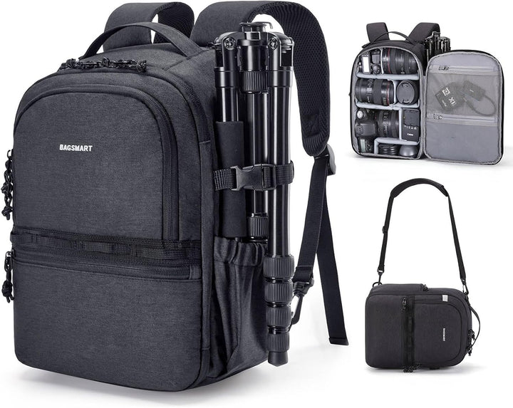 bagsmart Kamerarucksack,DSLR SLR Klein Kameratasche für Fotografen Kompatibel,Schultergurt 2-in-1 Re