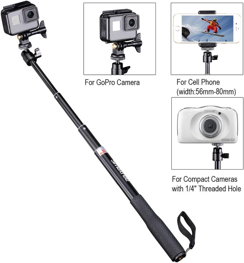 Smatree Aluminium Teleskop-Selfie-Stick Mit Stativständer, Kompatibel Mit GoPro Hero 12/11/10/9/8/7/