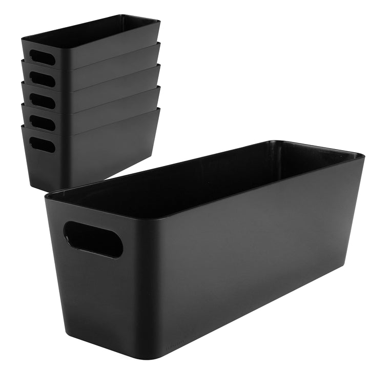 Hummelladen 6X Ordnungsbox - 10 cm hoch - schwarz - 30x10x10cm - 2 Liter - Ordnungskorb - Wandregal