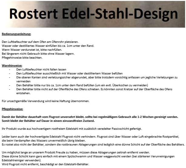 Luftbefeuchter Edelstahl - für Kaminofen mit Ofrohr 160mm und kleiner