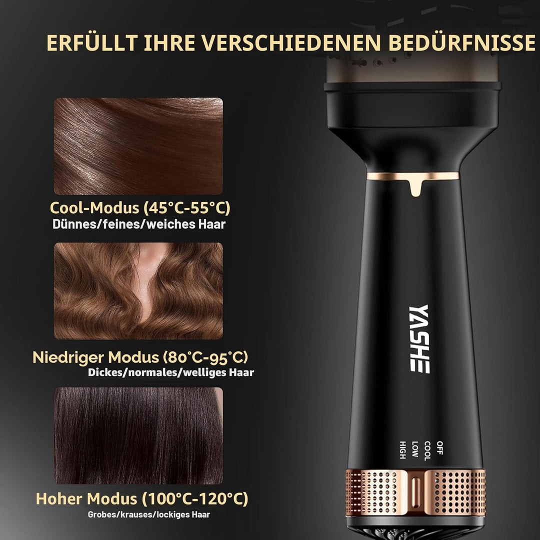YASHE Haartrocknerbürste, 4-in-1-Föhnbürste für Haarstyler, 1200 W Keramik-Turmalin-Negativ-Ionen-Ha