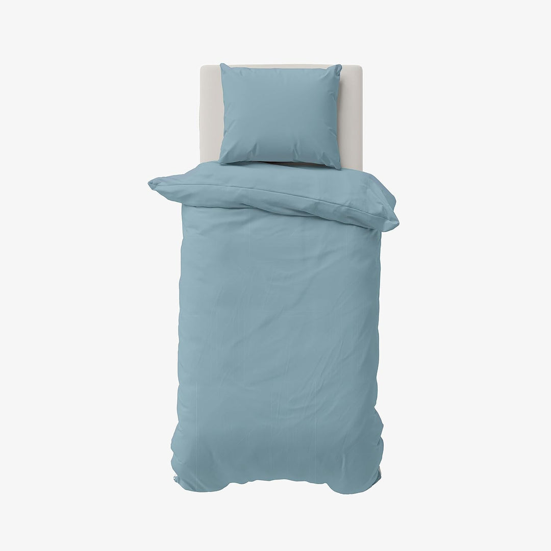 NAUTICA Home Solid Twinforce - BETTWÄSCHE Set - Blau 100% Baumwolle 135X200 Bettbezug + 80X80 Kissen