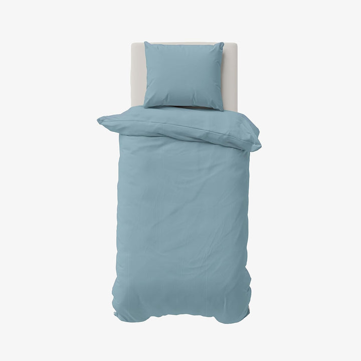 NAUTICA Home Solid Twinforce - BETTWÄSCHE Set - Blau 100% Baumwolle 135X200 Bettbezug + 80X80 Kissen