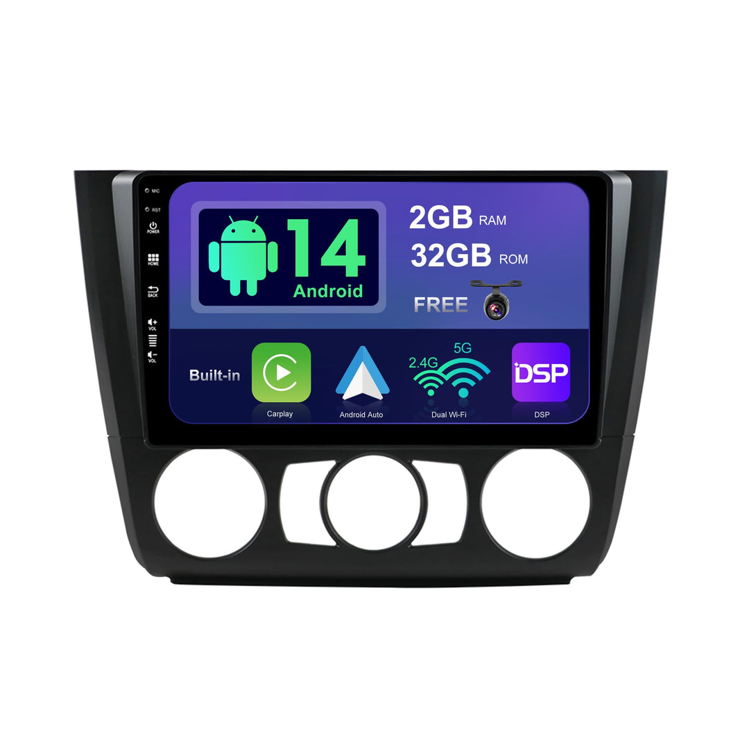 SXAUTO Android 12 IPS Autoradio Passt für BMW 1 Series E81/E82/E87/E88 (2004-2012) - Eingebaut Carpl