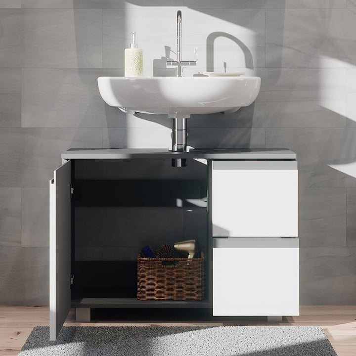 Vicco Waschbeckenunterschrank J-Shape, Weiss/Anthrazit, 80 x 60.8 cm, Weiss
