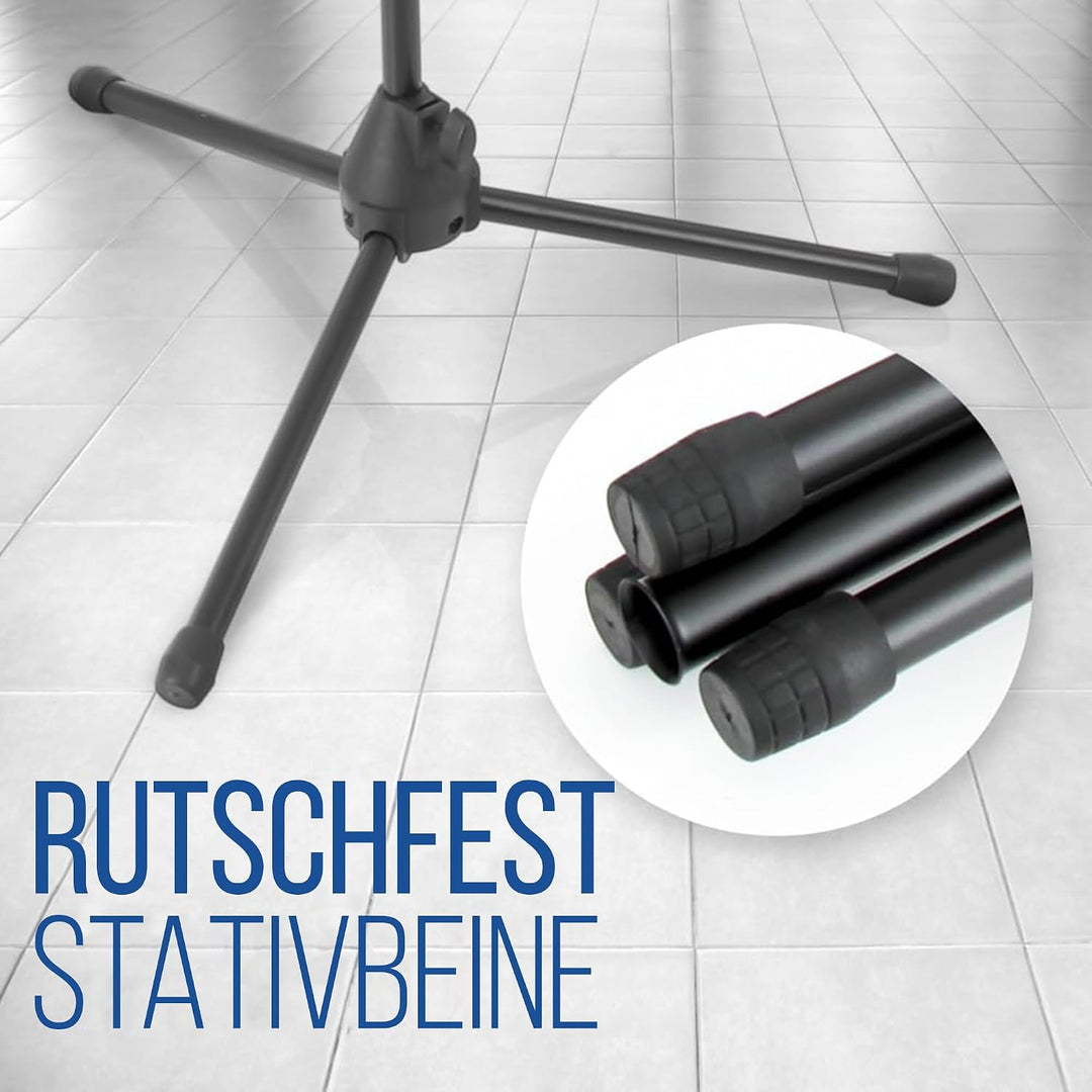 Pyle Mikrofonständer mit Galgenarm – Mikrofonstativ höhenverstellbar 95–165cm, faltbar, 5/8" Gewinde