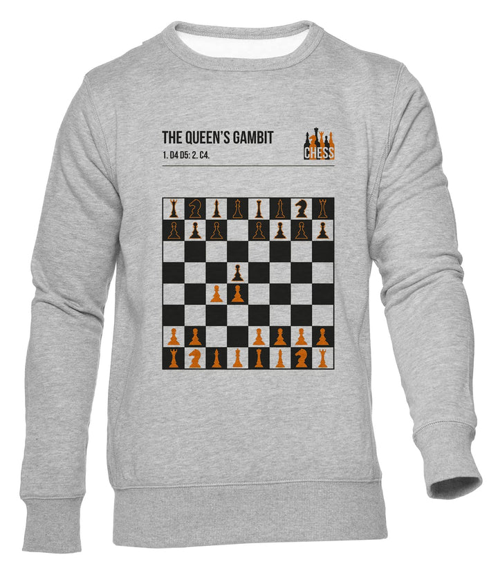 Hopestly The Queen's Gambit Chess Unisex Jumper Herren Dammen Grau Rundhals Lange Ärmel Sweatshirt M