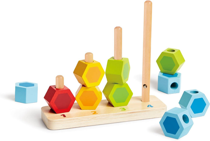 Hape Zähl- und Steckspiel, Holz Lernspielzeug, Motorikspielzeug, Zahlen &amp; Farben Lernen, Steckspiel
